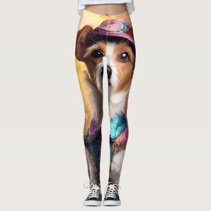 Jack Russell in levendig kostuum Leggings