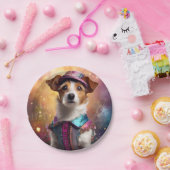 Jack Russell in levendig kostuum Papieren Bordje (Feest)