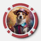Jack Russell in levendig kostuum Poker Chips (Achterkant)