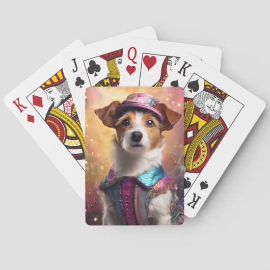Jack Russell in levendig kostuum Pokerkaarten (Achterkant)