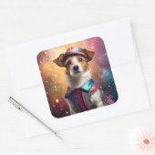 Jack Russell in levendig kostuum Vierkante Sticker (Envelop)