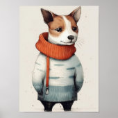 Jack Russell in truiprint, grappige hond decor Poster (Voorkant)