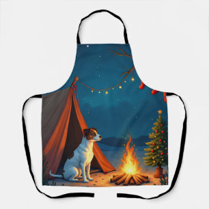 Jack Russell Kerst Camping Nacht Schilderij Schort