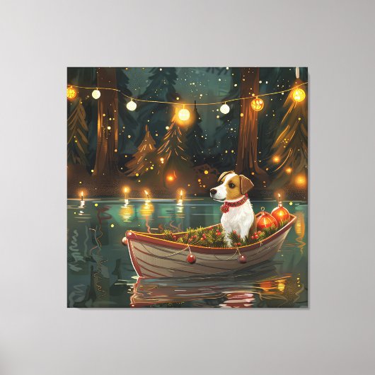Jack Russell Kerst Feestelijke reis Canvas Afdruk (Voorkant)
