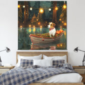Jack Russell Kerst Feestelijke reis Canvas Afdruk (Insitu (Slaapkamer))