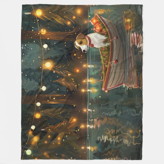 Jack Russell Kerst Feestelijke reis Fleece Deken (Voorkant)