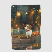 Jack Russell Kerst Feestelijke reis Golfhanddoek (Voorkant)