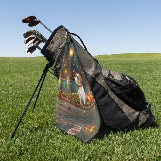 Jack Russell Kerst Feestelijke reis Golfhanddoek (Groen)