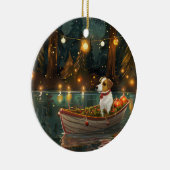 Jack Russell Kerst Feestelijke reis Keramisch Ornament (Rechts)