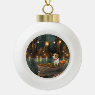 Jack Russell Kerst Feestelijke reis Keramische Bal Ornament