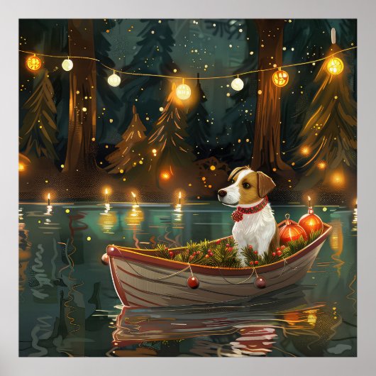 Jack Russell Kerst Feestelijke reis Poster (Voorkant)