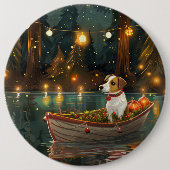 Jack Russell Kerst Feestelijke reis Ronde Button 6,0 Cm (Voorkant)