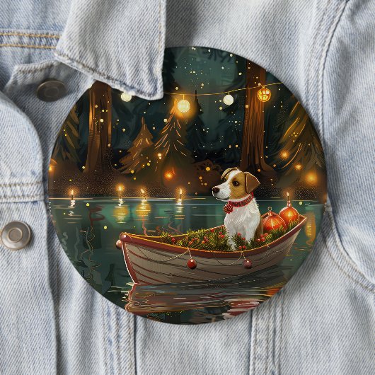 Jack Russell Kerst Feestelijke reis Ronde Button 6,0 Cm (In situ)