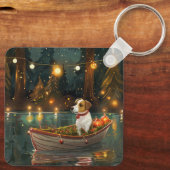 Jack Russell Kerst Feestelijke reis Sleutelhanger (Achterkant)