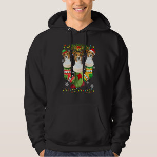Jack Russell Kerst Soks Boom Licht Kerstman Hoodie