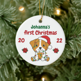 Jack Russell kerstbaby's eerste kerstkerstkerstfee Keramisch Ornament