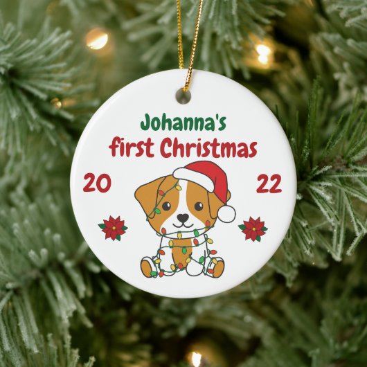 Jack Russell kerstbaby's eerste kerstkerstkerstfee Keramisch Ornament (Boom)