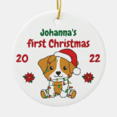 Jack Russell kerstbaby's eerste kerstkerstkerstfee Keramisch Ornament (Voorkant)