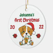 Jack Russell kerstbaby's eerste kerstkerstkerstfee Keramisch Ornament (Links)