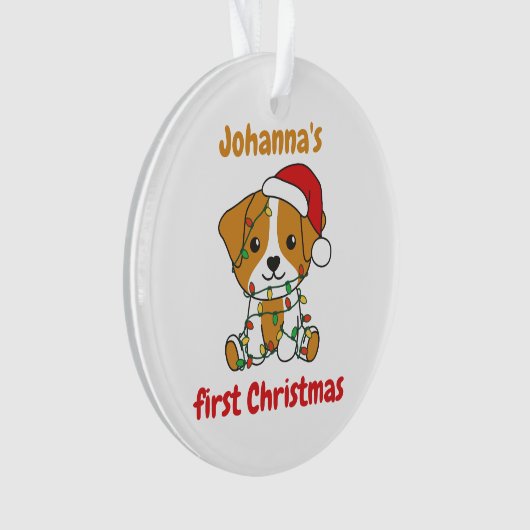 Jack Russell kerstbaby's eerste kerstkerstkerstfee Ornament (voorkant)