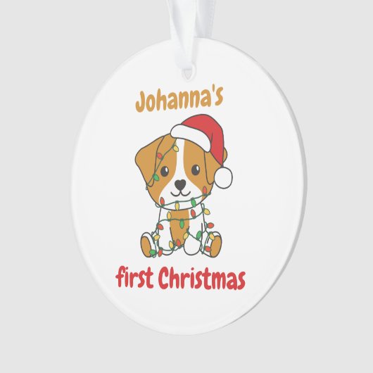 Jack Russell kerstbaby's eerste kerstkerstkerstfee Ornament (voorkant)