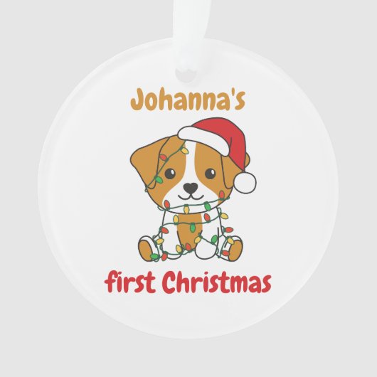 Jack Russell kerstbaby's eerste kerstkerstkerstfee Ornament (voorkant)