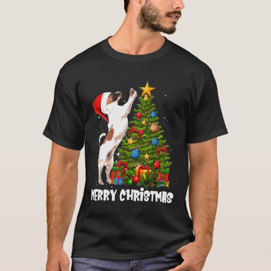 Jack Russell kerstboom T-shirt (Voorkant)