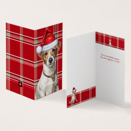 Jack Russell Kersthond met rode feestdagen Kaart