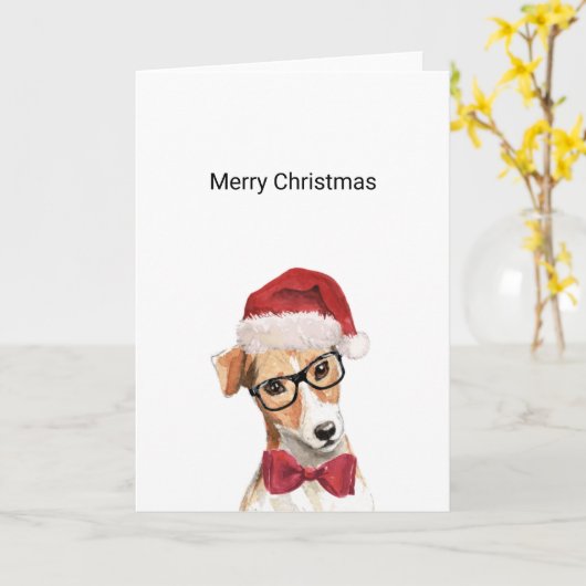 Jack Russell-kerstkaart Kaart (Gele Bloem)