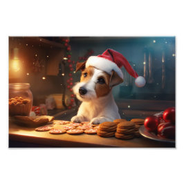 Jack Russell Kerstkoekjes Feestelijke vakantie Foto Afdruk