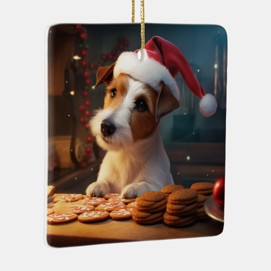 Jack Russell Kerstkoekjes Feestelijke vakantie Keramisch Ornament (Rechts)