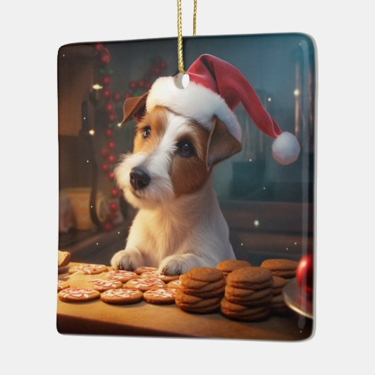 Jack Russell Kerstkoekjes Feestelijke vakantie Keramisch Ornament (Links)
