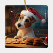 Jack Russell Kerstkoekjes Feestelijke vakantie Keramisch Ornament (Voorkant)