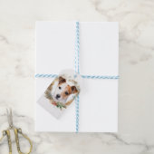 Jack Russell Kerstkrans feestelijke pup Cadeaulabel (Met Touw)