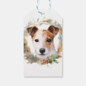 Jack Russell Kerstkrans feestelijke pup Cadeaulabel (Achterkant)