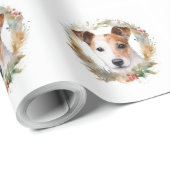 Jack Russell Kerstkrans feestelijke pup Cadeaupapier (Rol Hoek)