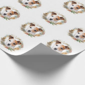 Jack Russell Kerstkrans feestelijke pup Cadeaupapier (Hoek)