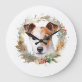 Jack Russell Kerstkrans feestelijke pup Grote Klok (Voorkant)