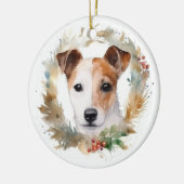 Jack Russell Kerstkrans feestelijke pup Keramisch Ornament (Links)