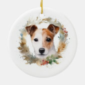 Jack Russell Kerstkrans feestelijke pup Keramisch Ornament (Achterkant)