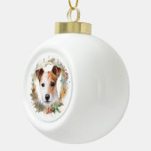 Jack Russell Kerstkrans feestelijke pup Keramische Bal Ornament (Rechts)