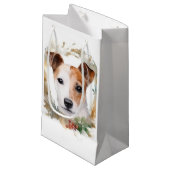 Jack Russell Kerstkrans feestelijke pup Klein Cadeauzakje (Voorkant Gekanteld)