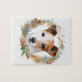 Jack Russell Kerstkrans feestelijke pup Legpuzzel (Horizontaal)