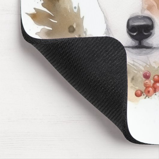 Jack Russell Kerstkrans feestelijke pup Muismat (Hoek)