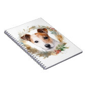 Jack Russell Kerstkrans feestelijke pup Notitieboek (Rechterzijde)
