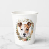 Jack Russell Kerstkrans feestelijke pup Papieren Bekers (Achterkant)
