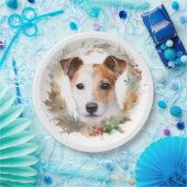 Jack Russell Kerstkrans feestelijke pup Papieren Bordje (Feest)