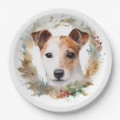 Jack Russell Kerstkrans feestelijke pup Papieren Bordje (Voorkant)