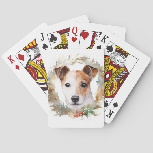 Jack Russell Kerstkrans feestelijke pup Pokerkaarten (Achterkant)