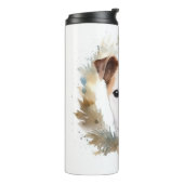 Jack Russell Kerstkrans feestelijke pup Thermosbeker (Gedraaid links)